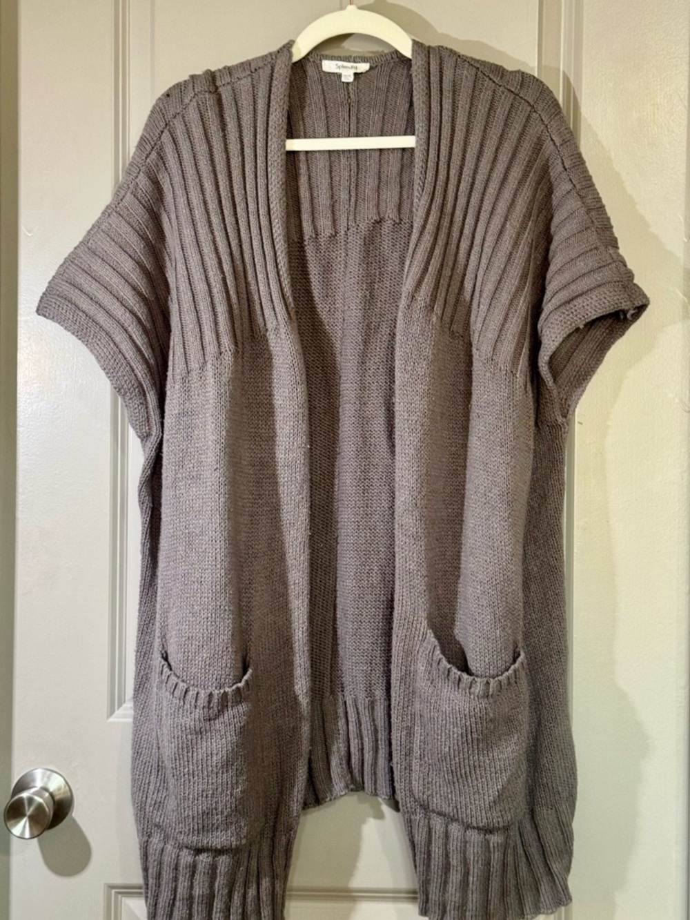 Splendid Short-Sleeve Open-Front Cardigan - Gray